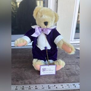 NABCO VanderBear 1990 Musical Soirée Fuzzy & Fluffy BEAR Purple Velvet Outfit